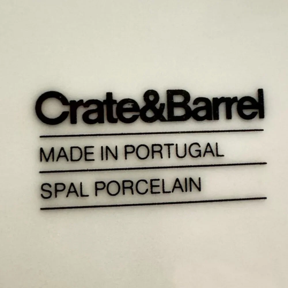 1 Crate & Barrel Spal Porcelain Roulette Blue Trim 10 5/8” Dinner Plate